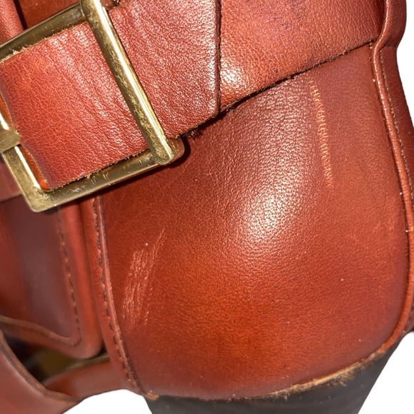 Kelsi Dagger Marcelle Cognac Leather Ankle Bootie Buckle Strap Open Toe 7.5 US - Picture 11 of 15